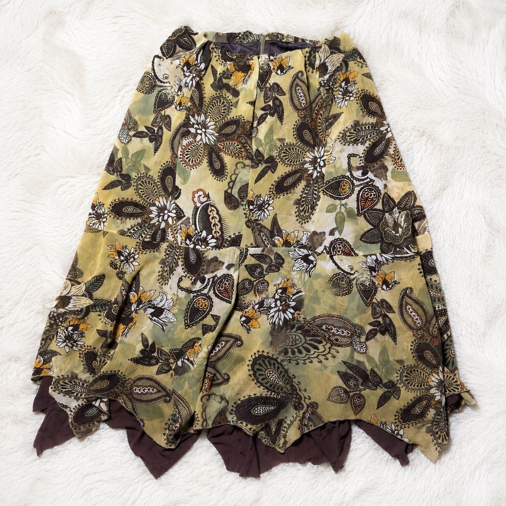 Vintage Boho Paisley Handkerchief Midi Skirt